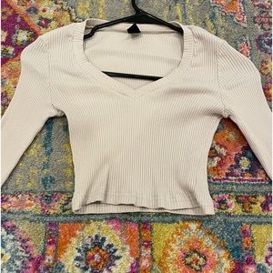 Ribbed Cream Long Sleeve